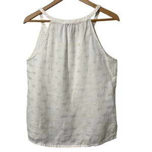 Kenar 100% Linen Tank Top w Gold Metallic Bicycles Womens Size M